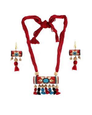 Red Teracotta Necklace Earrings